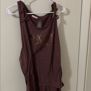 Brown Sleeveless Top with Metallic Detail